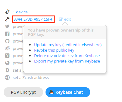 Key ID on keybase