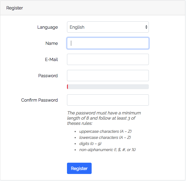 Register form